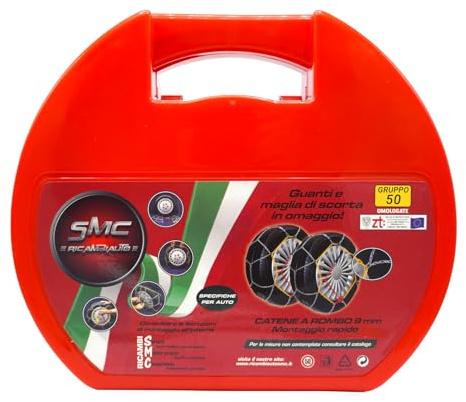 SMC Catene da Neve OMOLOGATE O-Norm TUV 9mm per Pneumatici GOMME 165/60 R 15