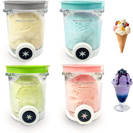 4 Piezas Recipientes para Ninja Swirl NC700 y NC701EU 480 ML | Recipiente de Helado para Ninja Creami Swirl Sin BPA Apto para Lavavajillas Accesorios para MáQuina de Hielo
