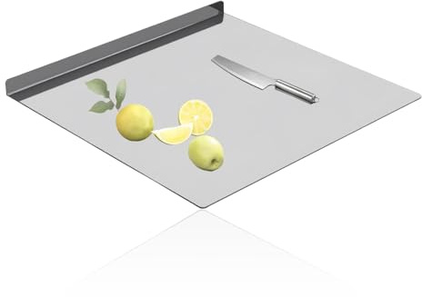 Stainless Steel Counter Edge Chopping Board, 60 cm Extra Large Cutting Chopping Board Heavy Duty Surface Noodle Boards with Lip for Meat Vegetables Baking Pastry