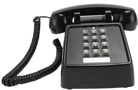 Vvikizy Telefono Fisso Vintage, Suoneria Meccanica, Controllo del Volume, Tasti Grandi, Telefono da Scrivania retrò con Doppio Campanello, Ideale per Casa, Ufficio, Scuola, bar. (Nera)