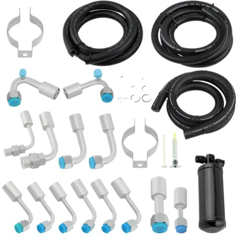 Kit de manguera de aire acondicionado compatible con sistemas universales 134a, accesorios para secadora negros