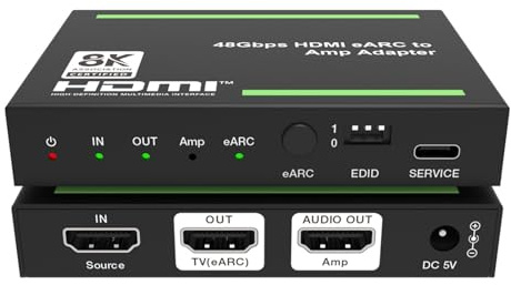 Navceke 4K 120Hz 2.1 eARC Extractor 48 Gbps Splitter 8K 60Hz Converter for PS5 X Soundbar