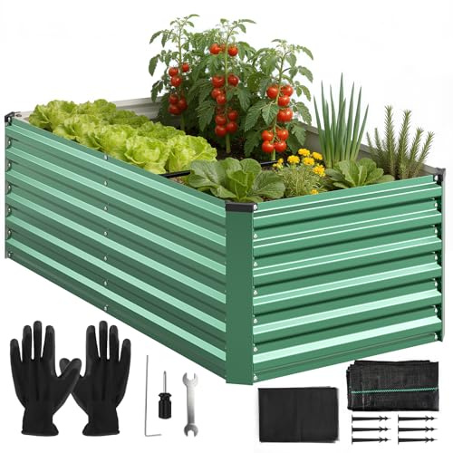 Lubirayi Metal Bancales Huerto para Jardín 177 * 89 * 57.5cm - Mesa de Cultivo Huerto Urbano Exterior Terraza y Balcón | Metal Huerto Urbano Decorativo para Verduras, Hierbas y Plantas de Tomate