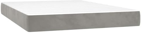Fickfjädermadrass medium ljusgrå 140 x 210 x 20 cm sammet rullmadrass ergonomisk andas punktelastisk för sovrum och gästsäng med tvättbart överdrag