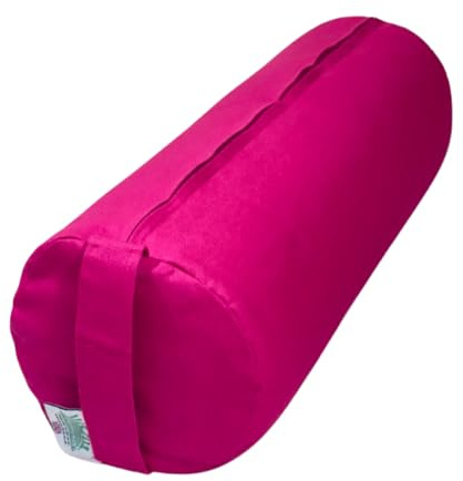 Buckwheat Hull-Filled Yoga Bolsters in a Choice of Colours (Fuchsia Pink, 23cm x 63cm)