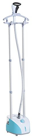 HOMCOM Stiratrice a Vapore, Ferro da Stiro Verticale da 2L, Potenza 1800W, Doppia Asta Telescopica Retrattile, 24x35x21cm, Azzurra