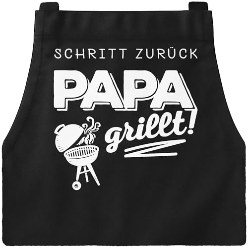 MoonWorks Grill-Schürze für Männer mit Spruch Schritt zurück (style_variation) grillt Baumwoll-Schürze Küchenschürze Schwarz unisize