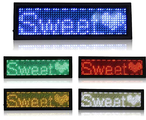 MidoriMori LED Programmierbare Namensschild Leuchtnamensschild Digital Scrolling Business Abzeichen Wiederaufladbare Namensschild Karte mit Magnet/Pin für Restaurant Shop Party Bar Ausstellung