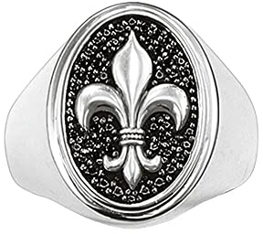 HAODUOO Der Siegelring Fleur-De-Lis Anillos Sterling Silber Glück Modeschmuck Rebellious Rebel Street Unisex Geschenk for Frauen Männer
