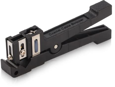 Pelacables de fibra óptica, Cuchilla peladora de cable coaxial horizontal, Cortador de cable de fibra óptica Herramienta de pelado manual, 45-165, Diámetro de pelado de 4.8 mm-7.9 mm, Negro