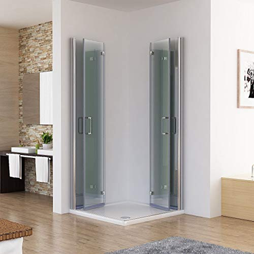 MIQU Duschkabine 120x90x185cm Eckeinstieg Dusche Falttür 180º Duschwand Duschabtrennung 6mm Nano Glas DBP