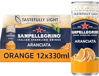 San Pellegrino Italian Sparkling Drinks Tastefully Light Sparkling Orange Canned Soft Drink 12 x 330ml | 64k Cals per Can