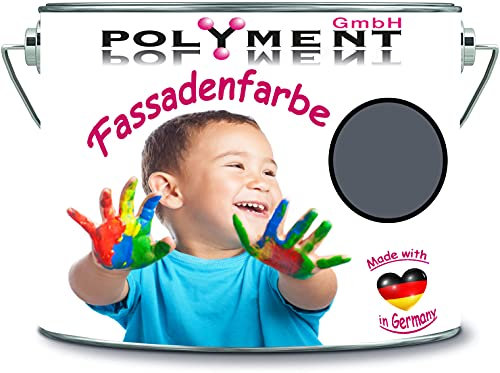 Fassadenfarbe mit Lotuseffekt hochwertige Silikonharzfarbe Sockelfarbe RAL 7011 Eisengrau // Polyment GmbH