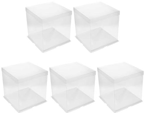 Cabilock 5pcs Geschenkbox Durchsichtig Mit Basis, Wiederverwendbar 8inch Tortenbox Tortenschachtel Transparent FüR Geburtstagstorten Und Desserts
