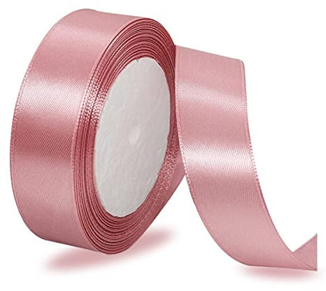 Satinbands Roségold 25mm Breit, 23 Meters Geschenkband Schleifenband für Geschenkverpackungen, DIY-Basteleien, Blumensträuße, Nähprojekte, Schleifenherstellung, Geburtstags- und Hochzeitsdekorationen
