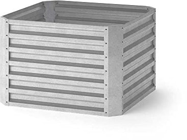 ok-Living Hochbeet Kräuterbeet Gemüsebeet rechteckig 90x90x60cm (LxBxH) Silber Pflanzkasten Frühbeet Aufzucht Beet Garten