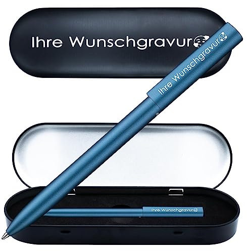 Pelikan Kugelschreiber Ineo® mit Gravur | inkl. Etui mit Wunschgravur (Platz für 10 Stifte) | Petrol - Blau | Geschenk zum Abschluss Geburtstag Weihnachten Prüfung