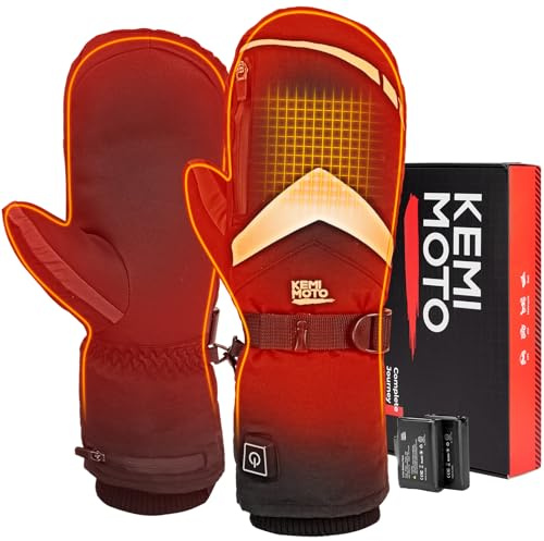 KEMIMOTO Guantes calefactables, guantes de esquí con baterías USB de 2500 mAh, antideslizantes, guantes de invierno para hombre y mujer, ideales para esquí, motociclismo, actividades al aire libre