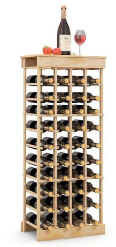 COSTWAY Weinregal aus Massivholz, Flaschenregal Weinständer für 40 Flaschen, Weinflaschenhalter Weinhalter für Küche, Speisekammer, Bar & Weinkeller (Weinregal)