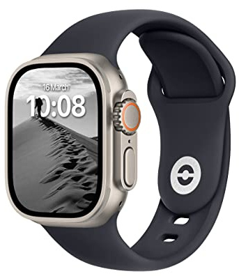ELETTRONEO SB Bracelet Sport pour Apple Watch Band Ultra 3 2 49mm, Series 11 10 46mm, 9 8 7 45mm 41mm, SE 6 5 4 44mm 40mm, 3 2 1 42mm 38mm Femme Homme Silicone, Minuit
