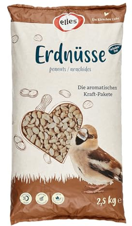 Elles Erdnüsse für Wildvögel 2,5 kg I 100% natürlich I Schalenfrei & Ambrosia-kontrolliert I Energiereiche & schmackhafte Ganzjahresfütterung | Aromatische Kraftpakete