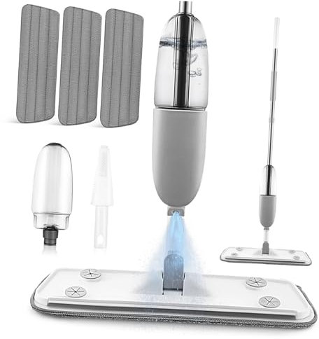 Anneome Sprühmopp Bodenwischer Mit Rotierendem Kopf Großer Wassertank Mikrofaser Pads Nass Trocken Mopp Für Parkett Fliesen Laminat Bodenreiniger Für Haushalt