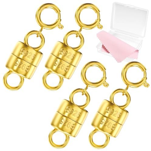 Zonixo 14K Gold 925 Sterling Silver Magnetic Clasps for Necklaces,Necklace Extender Magnetic Necklace Clasps and Closures for Bracelet Converter Jewelry Necklaces Chain