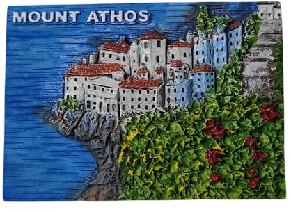 3D-Kühlschrankmagnet, Motiv: Mount Athos, Griechenland, Souvenir, Geschenk, Kunstharz, handgefertigt, Motiv: Athos, Kühlschrankmagnet, Heim- und Küchendekoration, Kollektion