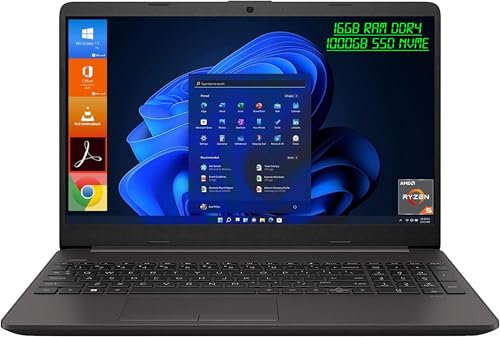 HP Notebook 255 G8, Laptop 15.6 Full HD, AMD Ryzen 5, 16GB Ram Ddr4, 1TB (1000GB) SSD NVMe, Windows 11 Pro, Office 2021 Pro Plus, Portatile Pronto All’Uso
