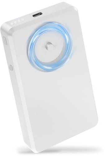 Wireless Portable Charger for Samsung, 8000mAh Ultra Slim Power Bank with Innovative Electric Suction Cup, Compatible with iPhone and Android Cell Phone, Support 22.5W USB-C PD Fast Charging, Silvery