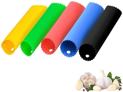 Generic Garlic Peeler, 5 Pcs Silicone Garlic Roller Peeling Tube, Easy Useful Kitchen Tools (Red, Yellow, Green, Blue, Black)