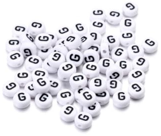 Wisafory 200 Stück Buchstabenperlen Rund Buchstaben Perlen zum Auffädeln Weiß A-Z Spacer Beads mit Loch zum Auffädeln DIY Handwerk Armbänder Halsketten Schmuckherstellung, Individueller Brief G