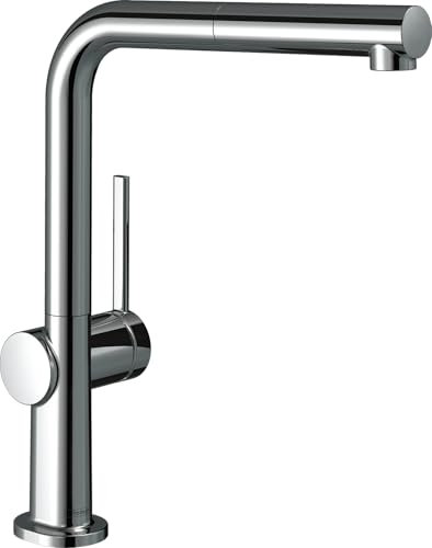 hansgrohe Talis M54 - Niederdruck Armatur Küche mit Brause ausziehbar, Küchenarmatur für Untertisch-boiler, Wasserhahn Küche mit Auslaufhöhe 270 mm, Mischbatterie Küche schwenkbar, Chrom, 72860000