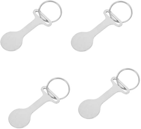 Ciieeo 4pcs Trolley Token Key Ring Supermarket Trolley Coin Holder Stainless Steel Shopping Cart Coin Keychain Portable