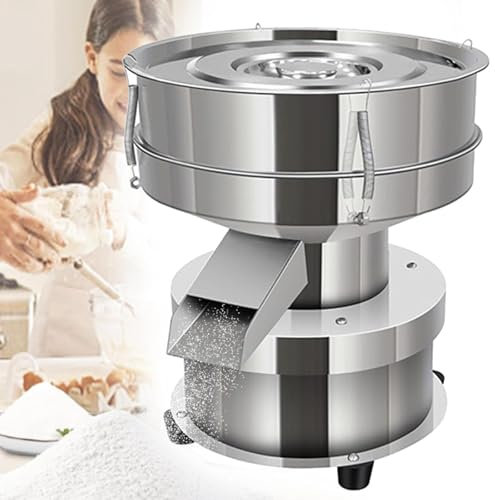 DDZJTPP Electric Vibrating Sieve,50W Professional Stainless Steel Electric Flour Sifter with 40/60 Mesh Sieve,1350RPM/MIN Automatic Sieve Shaker for Powder Particles Liquid,Large Discharge Port,10cm