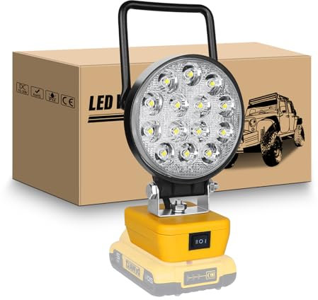 RIGIDON 42 W Wireless LED Work Light, LED Spotlight Battery Lamp for Dewalt 18 V / 20 V, Portable Floodlights, Battery Headlight for Construction Site, Camping, Workshop, Garage (no battery)