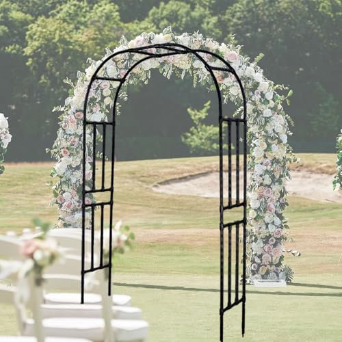 Arche de jardin en métal extra solide de 2 m pour plantes grimpantes - Arche de rose noire avec tubes en acier galvanisé épais - Arches de jardin robustes pour décoration extérieure