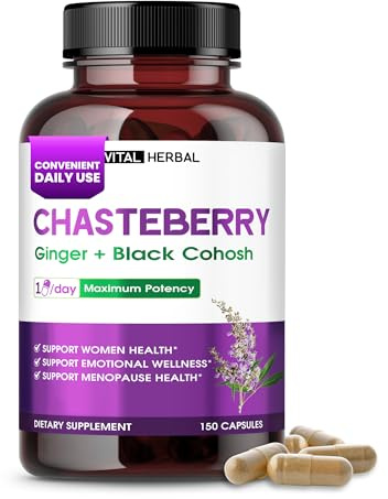 VITAL HERBAL Liposomal Chasteberry with Ginger & Black Cohosh – Supports Hormone Balance, Emotional Wellness & Menopause Health – 150 Capsules