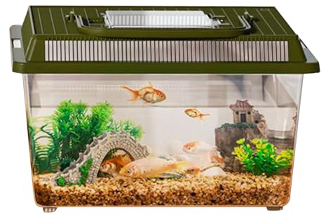 Trveqhk Eidechsenkäfig, Schlangenzuchtbox, transparent, tragbar, kleines Aquarium, Futterbox mit Griff, Terrarium, Schlüpfträger für Schnecke, Outdoor und Zuhause
