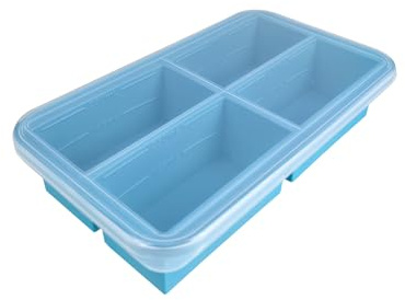 Bangp Plateau de congélation en silicone léger avec couvercle, moule à soupe pour la préparation de repas en portions, récipient de stockage, grand moule à glaçons pour la congélation (Blueone)