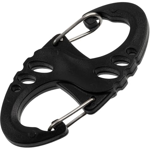 AERZETIX - Set of 8 double carabiner hooks in S shape - key ring equipment sports leisure outdoor hiking - colour black - made of plastic