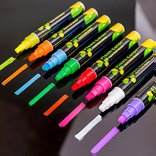 8 confezioni di pennarelli fluorescenti con punta reversibile tonda e a scalpello per menu LED, tabelle da bistrot, finestre in vetro, lavagne e arte POP