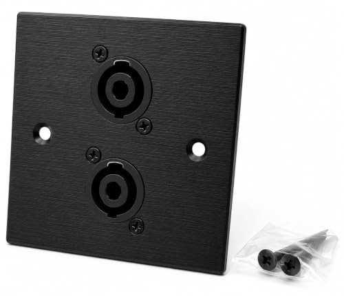 Prise de haut-parleur Speakon 2 voies Série D Plaque murale en aluminium brossé Plaque métallique durable avec vis incluses