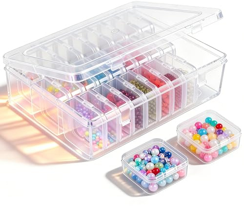 LCRhex Bead Storage Box, 30 Pcs Small Plastic Bead Storage Box Suitable For Storing Clay Beads Diamonds DIY Craft Jewelry Bracelets Small Parts And Craft Accessories