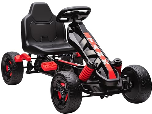 AIYAPLAY Kart à pédales pour Enfants, Karting Enfant avec Roue Libre, Frein, Roues EVA antidérapantes, avancer et reculer, Voiture à pédales pour garçons Filles de 3 à 6 Ans, Rouge