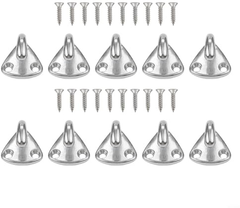 LUCKCDUO 10pcs 316 Stainless Steel Tarpaulin Hooks with Screws for Use on Trailer Tarpaulin and Mesh Hook Fastening