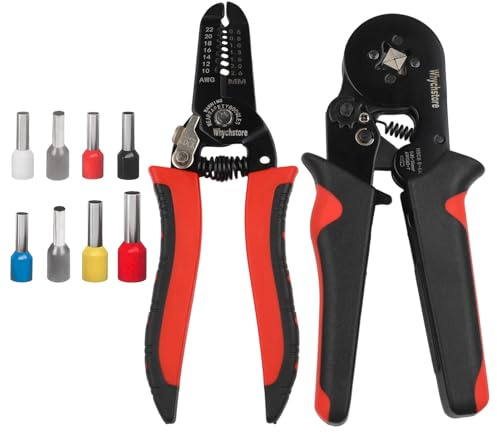 Pince à sertir 0,5-16 mm² en acier au carbone avec 1800 embouts de câble pour câbles isolés et non isolés, mécanisme de levier pour pressage hexagonal précis, poignée antidérapante（Les quatre coins)