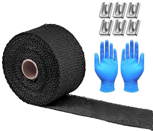 Materiale Di Avvolgimento Termico Per Tubi Di Scarico - 10 Metri Di Fascia Protettiva | Nastro Resistente Al Calore - Per Autoveicoli Motocicli Autovetture Silenziatori Turbine Tubi Di Scarico