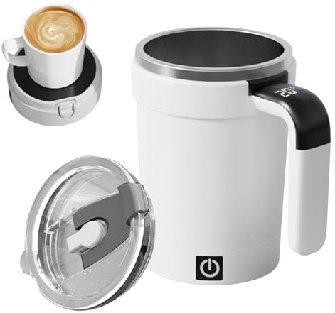 Tazzas Automescolante - 380 Ml Tazzas Miscelazione Magnetica Automatica In AcciaioInox, TazzasAutomescolante Cappuccino USB, Con Indicatore Di Temperatura, Per Caffè, Tè, Cioccolata Calda, Latte