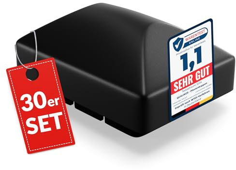Qualinos 30x Doppelstabmattenzaun Zaunkappe Runddach, PP-COPO, Schwarz 9005 | für Metallpfosten mit 1,5-2,5mm Wandstärke, innere Verstärkung wie ein Stahlträger, NO-BREAK-Kunststoff, bruchsicher